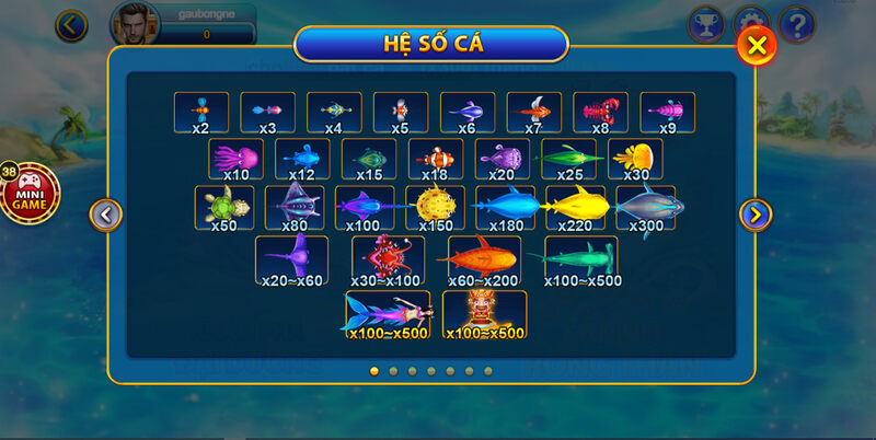 Hệ số cá trong trò chơi Bắn Cá Fa88