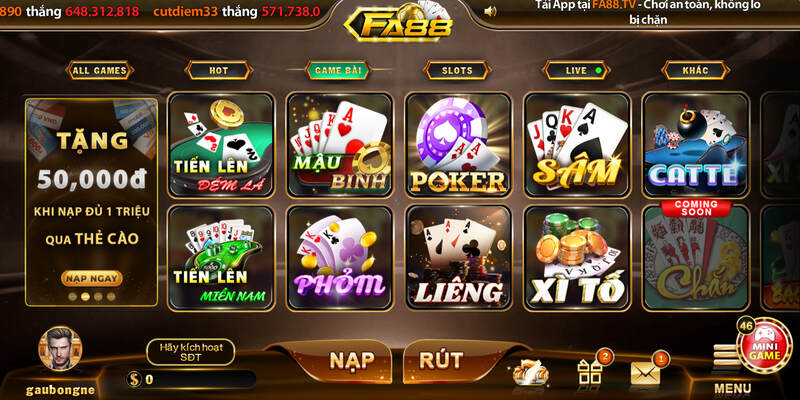 Giới thiệu về game đánh bài FA88