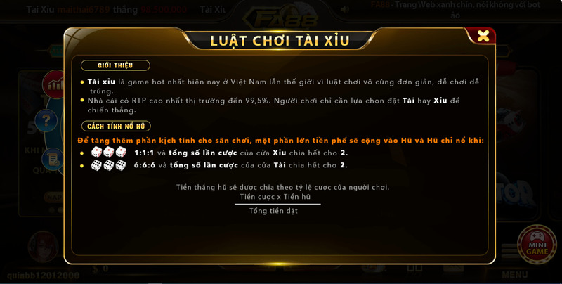 Luật chơi Tài Xỉu