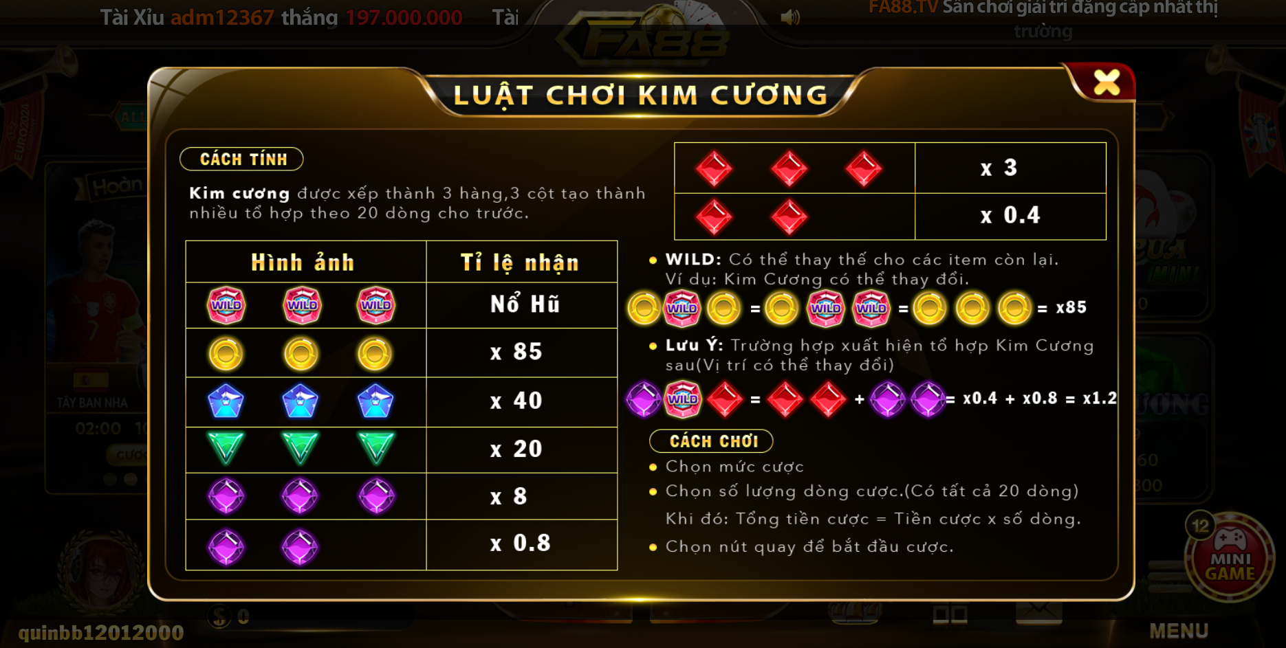 Luật chới của Game Kim Cương