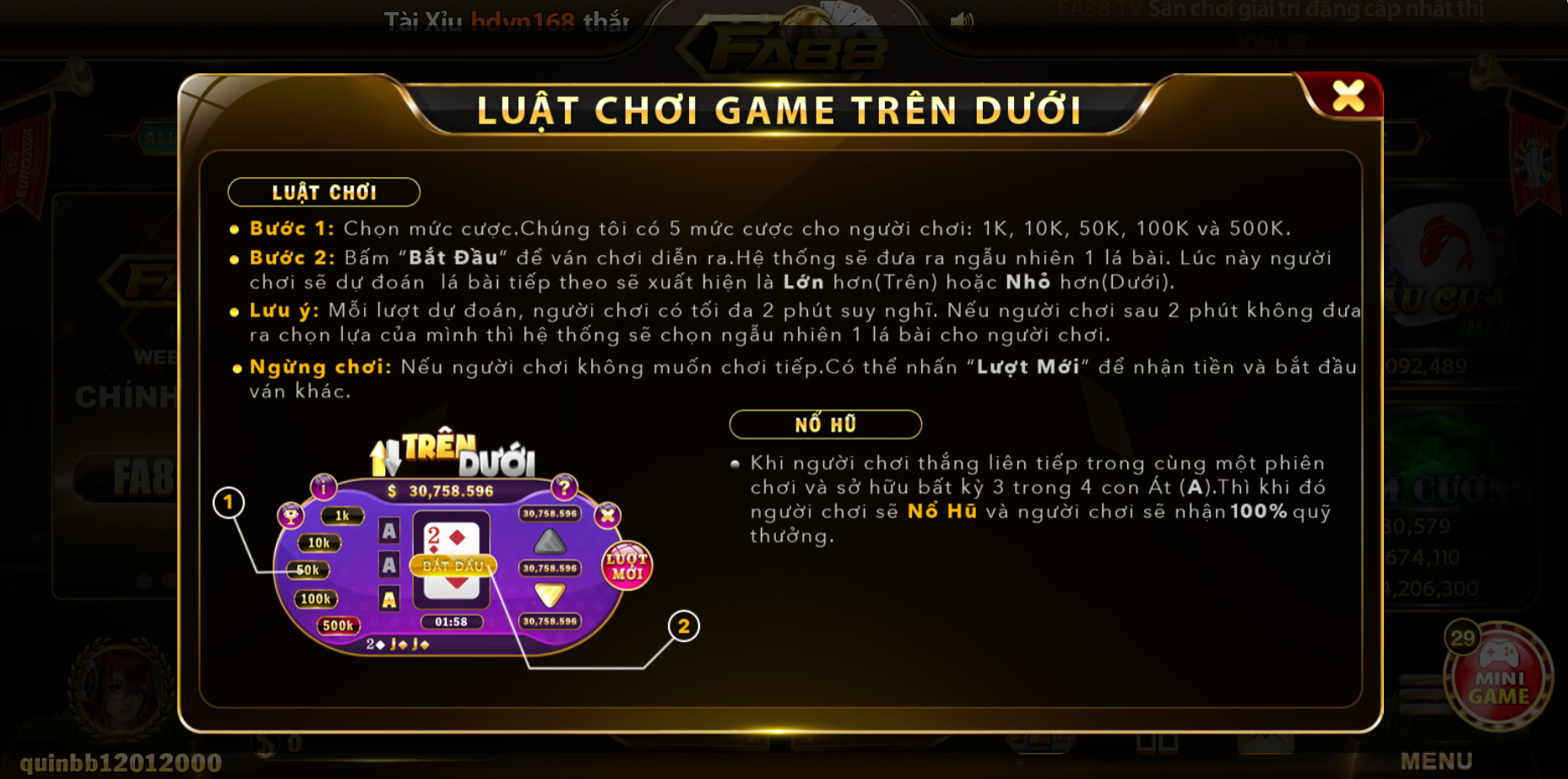 Luật chơi Game Trên Dưới