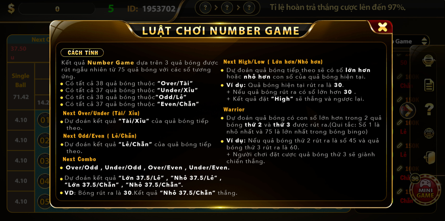 Luật chơi Number Game